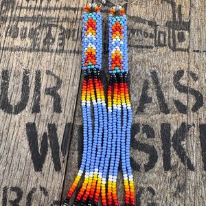 Native-inspired hand beaded statement earrings